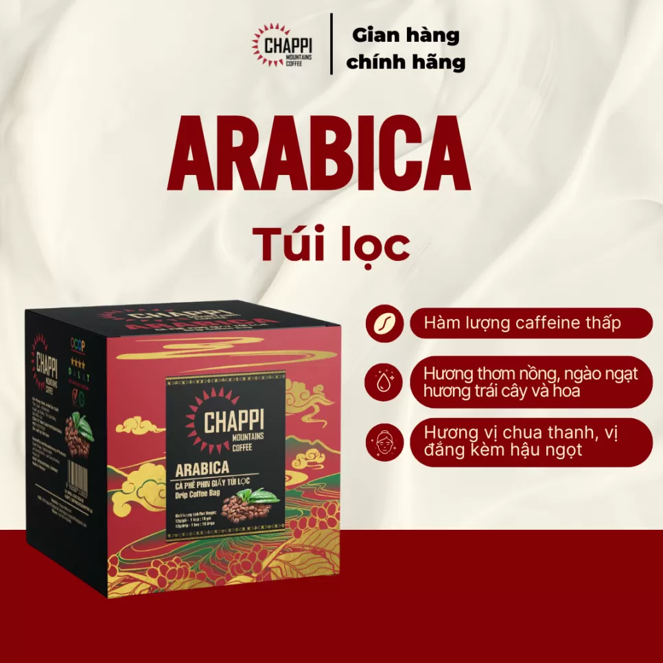 CÀ PHÊ ARABICA PHIN GIẤY HIỆN ĐẠI (vị chua nhẹ, thơm, ít caffein không bị say cà phê)